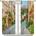 thumbnail image 2 of Italian Kitchen Blackout Curtains,European Garden Greece Scene Tuscany Vintage Street Floral Plant Mediterranean Brown Green Landscape Window Treatments Drapes for Living Room Bedroom 84x84in, 2 of 6