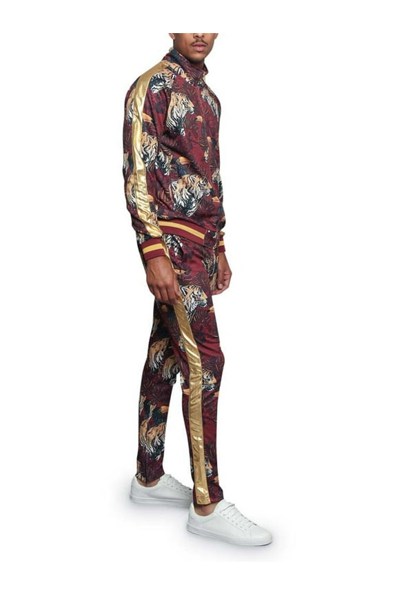 Men's Royal Floral Tiger Track Suit Set, Up to 5X
