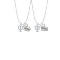 thumbnail image 2 of Delight Jewelry Silvertone Large Greek Letter - Psi - Mother & Daughter Heart Necklaces (Set of 2), 19"+2", 2 of 4