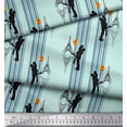 thumbnail image 3 of Soimoi Green Rayon Fabric Stripes & Eiffel Tower Love Printed Fabric 1 Yard 56 Inch Wide, 3 of 3