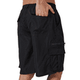 thumbnail image 4 of Puztloy Men's Cargo Shorts Work Gym Medium Elastic Waist Drawstring with Zippered Pockets Relaxed Fit Outdoor Casual Pant , Black, 4 of 8
