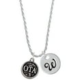 thumbnail image 1 of Delight Jewelry Silvertone Occupational Therapist Caduceus Seal - OTA Silvertone Script Initial Disc - W - Charm Necklace, 20"+3", 1 of 4