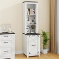 thumbnail image 7 of VEANERWOOD Farmhouse Bookcase with 2 Dawers, 69" Tall Bookshelf with 3-Tier Open Shelves, Wood Display Book Shelf Organizer with For Home Office, 7 of 7
