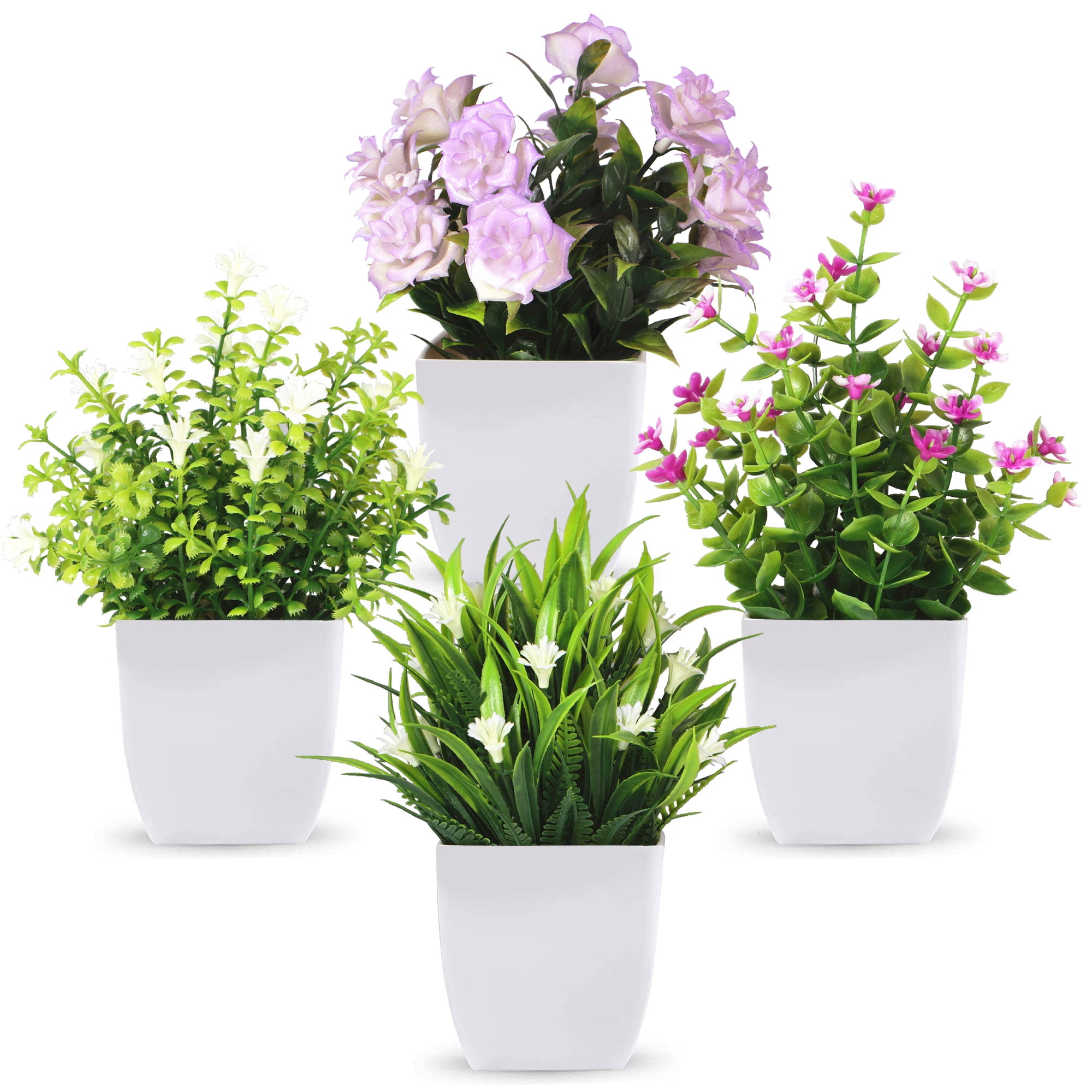 Semfri 4-Pack Mini Artificial Potted Plants, Farmhouse Decor photo 1