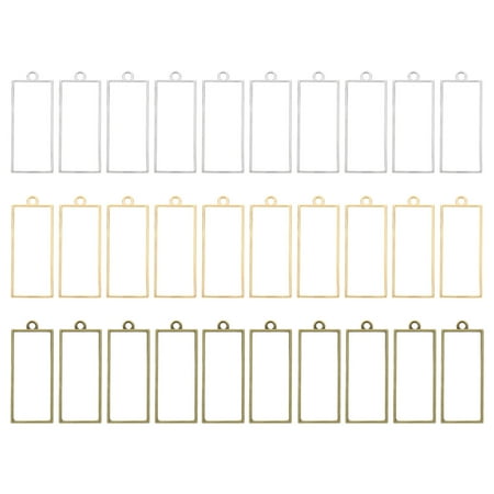 30pcs Open Bezels, Resin Bezels Pendants Mold Open Back Bezels Alloy for Resin Jewelry Making, Rectangle