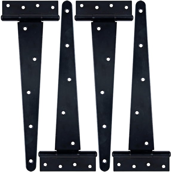 Heavy Duty T Hinge Tee T Strap Shed Gate Barn Fence Door Hinge Wrought Rustproof All Size Black (2 pcs, 4 inch)