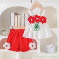 thumbnail image 2 of kpoplk Toddler Baby Girls Clothes Summer Outfits Fruit Print Bow Camisole Top and Casual Shorts 2-piece Summer Clothing Set(Red,3-4 Y), 2 of 9