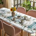 thumbnail image 3 of Blue Pumpkins Thanksgiving Table Cloths for 8 Foot Rectangle Tables, Fall Green Eucalyptus Pinecones Patio Waterproof Elastic Fitted Tablecloths, Washable Rectangular Table Cover for Camping, 3 of 8