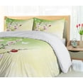 thumbnail image 5 of Ambesonne Floral Duvet Cover Sets, Blossoms Ladybugs Spring, 2-King, Green Pink, 5 of 7