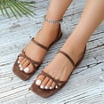 thumbnail image 7 of Hurxie Women's Strappy Sandals Square Toe Dressy Summer Cute Vacation Ankle Strap Slip on Sandal Shoes Brown 36, 7 of 7