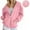 Pink, variant on TIANZEN Women Oversized Zip Up Hoodies Sweatshirts Clothes Teen Girl Fall Casual Drawstring Jackets With Pockets Jackets Polyester Warm Zip up Hoodie Women Curling Jacket