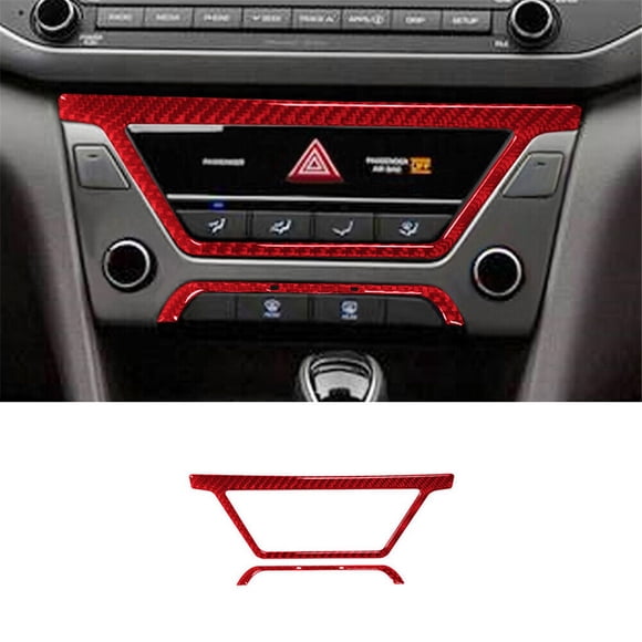 Autocollant en Fibre de Carbone Doux et Lumineux pour Intérieur de Voiture, Décoration 2 Pcs, Housse Rouge en Fibre de Carbone pour Console Centrale et Dashbaord, pour Hyundai ElantraAuto, Protection de Voiture, Accessoires d'Intérieur