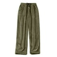 thumbnail image 5 of WTOBBY Women's Plush Sleep Pants with Solid Color Design, Soft Elastic Waist Pajama Bottoms with Two Pockets, Comfortable Pajama Pants for Women,Army Green L, 5 of 7