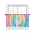 thumbnail image 2 of Sheer Curtains 45 Inches Long, Colorful Tie Dye Light Filtering Window Curtains for Living Room, Rainbow Ombre Abstract Pattern Art Rod Pocket Voile Sheer Curtain Drapes, 52"W x 45"L, 2 Panels, 2 of 8