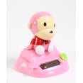 thumbnail image 3 of Set of 3~ Pink Monkey, Panda, & Rabbit on a Log in the Forest Solar Toy Car Dashboard Desk Home Decor Birthday Holiday Gift, 3 of 6