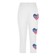 thumbnail image 5 of July 4th Clothes For Girls Elastic Waist Festival Print Capri Pants Slimming Casual Stretchy Capri Pant (3 Years, White), 5 of 8