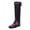 Purple, variant on Women Classic Round Toe Knee High Riding Boots with Chunky Low Heel Stylish Side Zipper Patchwork Long Boots Winter Pull On Dress Shoes Size 12 Red