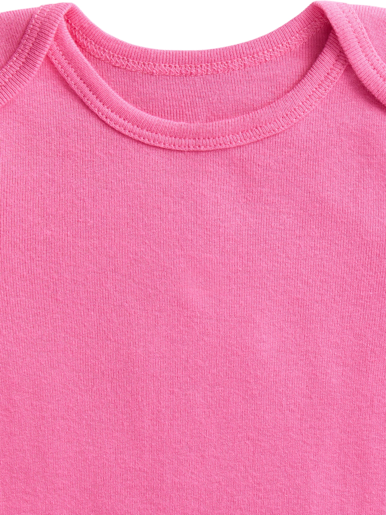 Wonder Nation Organic Cotton Baby Girls Cotton Bodysuit with Long Sleeves, 4-Pack, Sizes 12M-24M