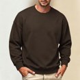 thumbnail image 6 of Leidass Mens Oversized Crewneck Fleece Sweatshirt Long Sleeve Pullover Fall Winter Casual Work Top Brown S, 6 of 7