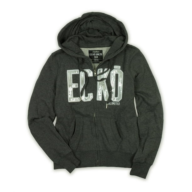 Ecko Unltd. Sudadera con capucha y cremallera completa con lentejuelas para mujer gris pequena Ecko Unltd. Sudadera Walmart en linea