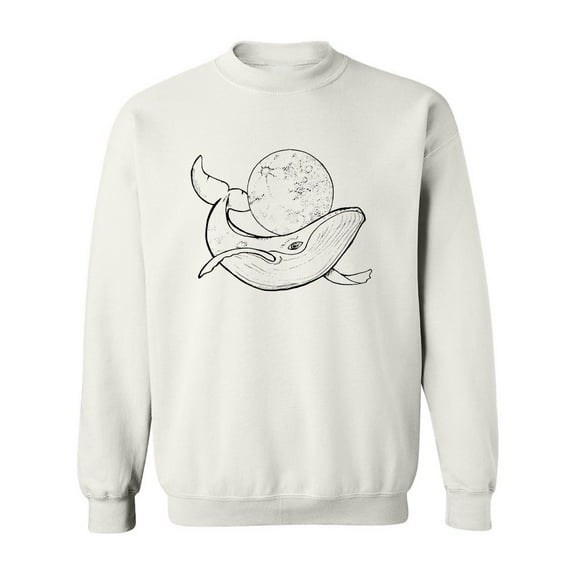 Whale And A Moon Sweatshirt Men -Image by Shutterstock, Male x-Large