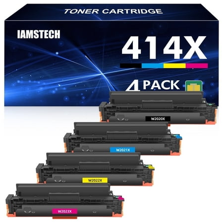 414X Toner Cartridges 4-Pack High Yield with Chip Compatible for HP 414X 414A Color LaserJet Pro MFP M479 M479fdw M479fdn M454 M454dn M454dw Enterprise MFP M480f (Black, Cyan, Magenta, Yellow)