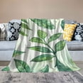 thumbnail image 2 of JRXY  Tropical Palm Leaf Blanket Green Giant Leaves Throw Blankets for Sofa or Bed White, 2 of 6
