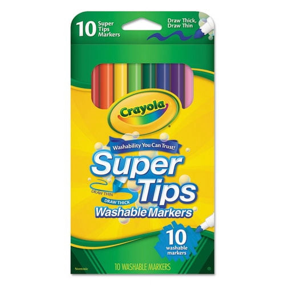 Washable Super Tips Markers, Fine/Broad Bullet Tips, Assorted Colors, 10/Set | Bundle of 5