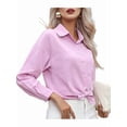 thumbnail image 2 of Camisas de Algodón para Mujer, con Botones, Cuello, Larga, Blusas Antiarrugas. Púrpura XXL, 2 of 10