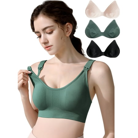 SYNPOS Women Seamless Nursing Bra  3D Stereo Massage Promotes Breastmilk Production  with Extension Clasp and Laundry Bag
