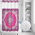 thumbnail image 2 of No Hook Shower Curtain, Pink Geometric Shower Curtains for Bathroom with See Through Top Window, Middle Century Boho Ethnic Abstract Southwestern Waterproof & Washable Bath Curtain Narrow 54"x78", 2 of 9