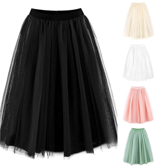 QTSHPN Ballet Skirt Girls Party Dress Flared Midi Length Formal Occasion Elegant Tutu Fashion Girl's Skirts Black 4-5 Years
