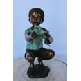 thumbnail image 4 of Nifao Young Boy Holding Frog Outdoor Fountain Statue, Bronze Garden Water Feature Sculpture for Patio & Yard, 18"L x 10"W x 22"H, 4 of 12