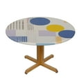 thumbnail image 3 of ONETECH  Round Fitted Table cover Mid Century Modern Geometry Table Cover with Elastic Edge Abstract Circles Daily Table Cloth Card Table Topper for Home Kitchen Dining, 3 of 7