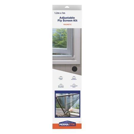 PermaStik Magnetic Insect Screen, Fits areas up to 47.2 in x 39.3 in, Or cut down to suit smaller size, Adhesive Mounting, Easily Removable, Durable Fly Screen Mesh, DIY Installation