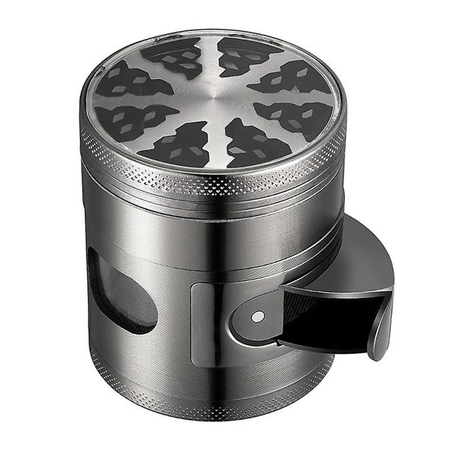 Molinillo de hierbas y especias de aleación de zinc de 4 piezas de 6,8 cm con portillo - Níquel-negro