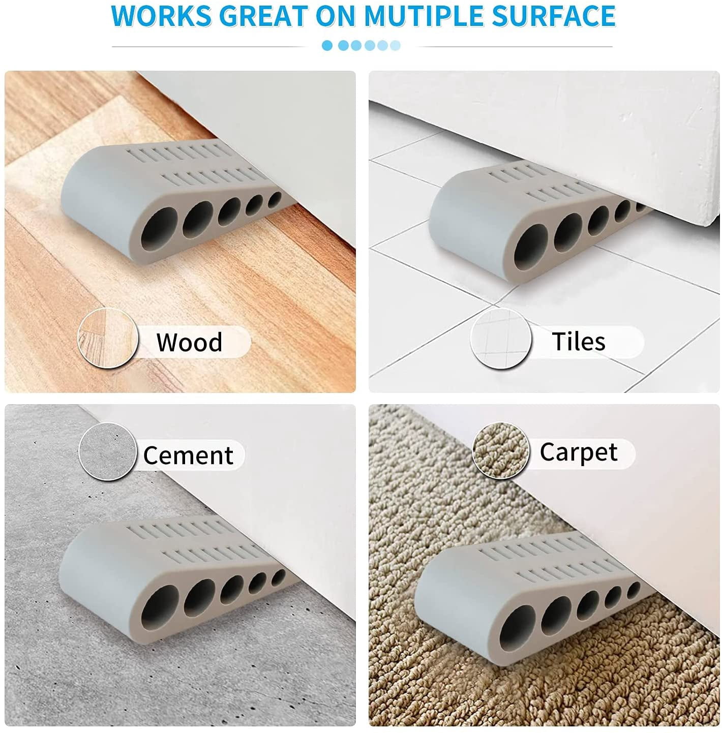Door Stoppers for Bottom of Door - 12 Pack Rubber Security Wedge Stackable Heavy Duty Door Stop with Holder for Home Office Classroom on Carpet, Concrete, Linoleum & Wood House Warming Gifts New Home