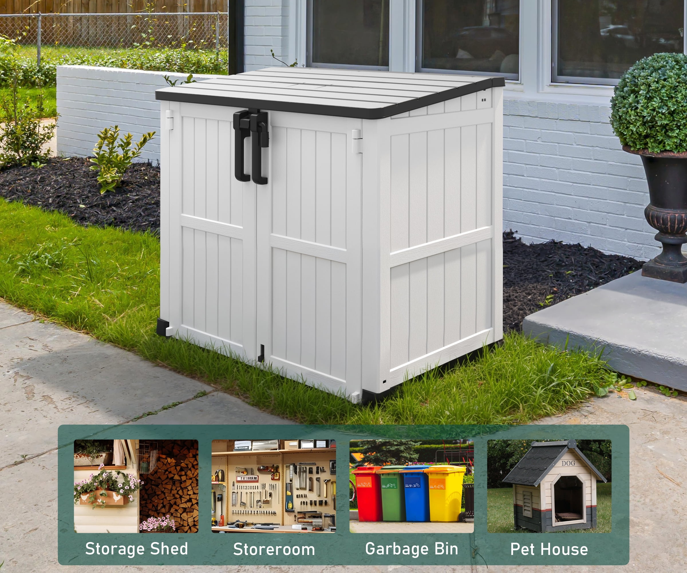 Bifanuo Outdoor Resin Storage Shed 34 Cu.ft Garden Storage Extra Large Capacity Weather Resistant Storage Box, Lockable Resin Waterproof Shed for Bike, Lawnmowe, Garden Tools