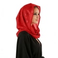 thumbnail image 3 of ZQUUVOU Women's Sheer Scarf Hijab Sequin Trim Solid Color Lightweight Breathable Muslim Head Wrap Shawl Hood Head Cover Red, 3 of 4
