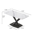 thumbnail image 5 of JERFIT 63 inch Modern Sintered Stone Dining Table for 6, White Rectangular Tabletop with Black X-Leg Base, Waterproof Scratch-Resistant Kitchen Dining Room Table, 5 of 9
