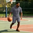 thumbnail image 6 of Miqool Men's Shorts Set Short Sleeve Hoodie Drawstring Waist Casual Summer Sportswear Loungewear Two Piece, 6 of 9