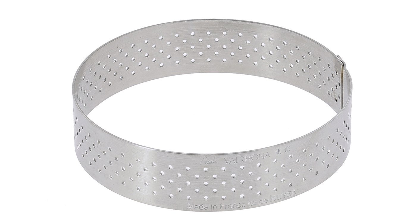 PERFORATED TART RING, Round, in Stainless Steel, 0.75Inch high O 6