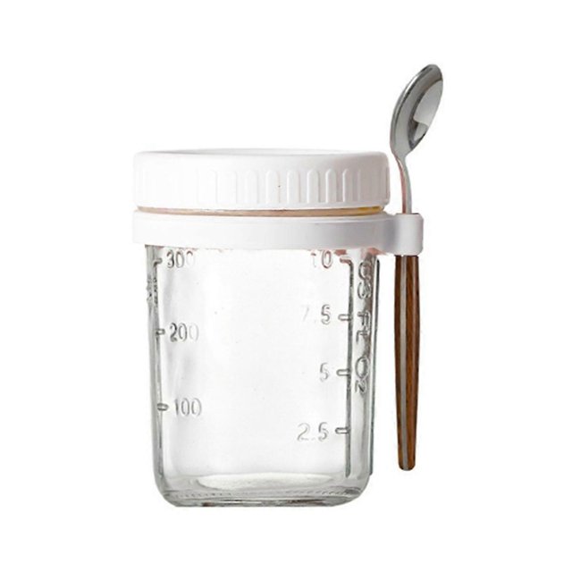 1pcs Breakfast Cup Container Airtight Oatmeal Jar with Cover and Spoon Portable Oatmeal Cup for Sala