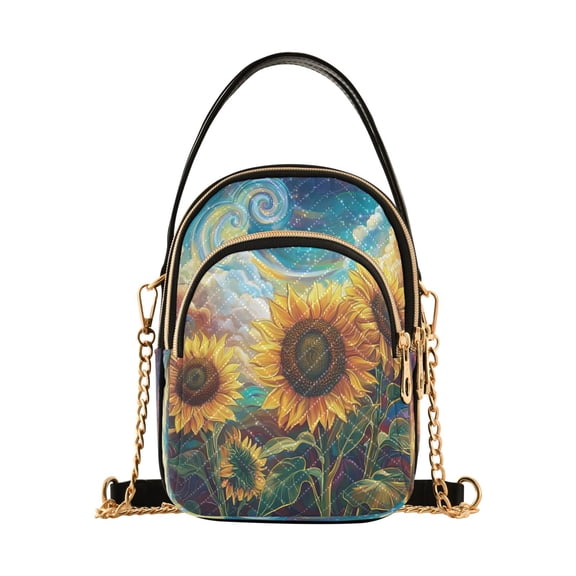 Cross Body Fashion Shoulder Waist Purse Bags Dreamy Sunflowers in Colorful Universe Pocket Handbags