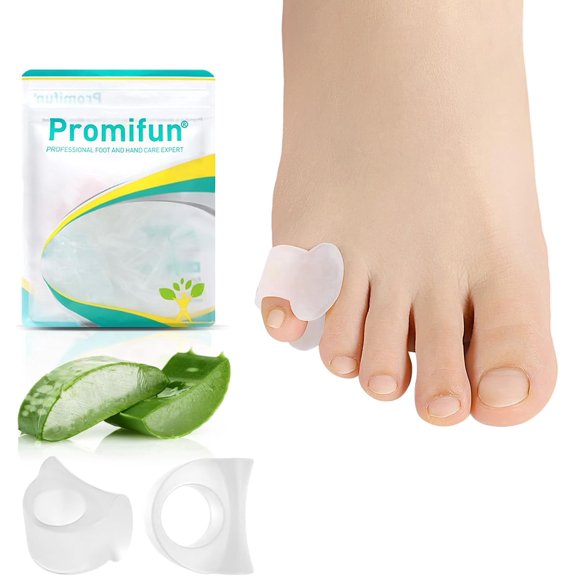 Promifun Gel Toe Separators Gel Toe Corrector Toe Spacer Bunions Overlapping Toes Alignment,Multi Size,12 Pack,Clear