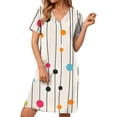 thumbnail image 6 of Titcea Summer Dresses for Women Casual V Neck Short Sleeve A Line Midi Dress Flowy Tshirt Beach Sundress, Gifts for Her, 6 of 6