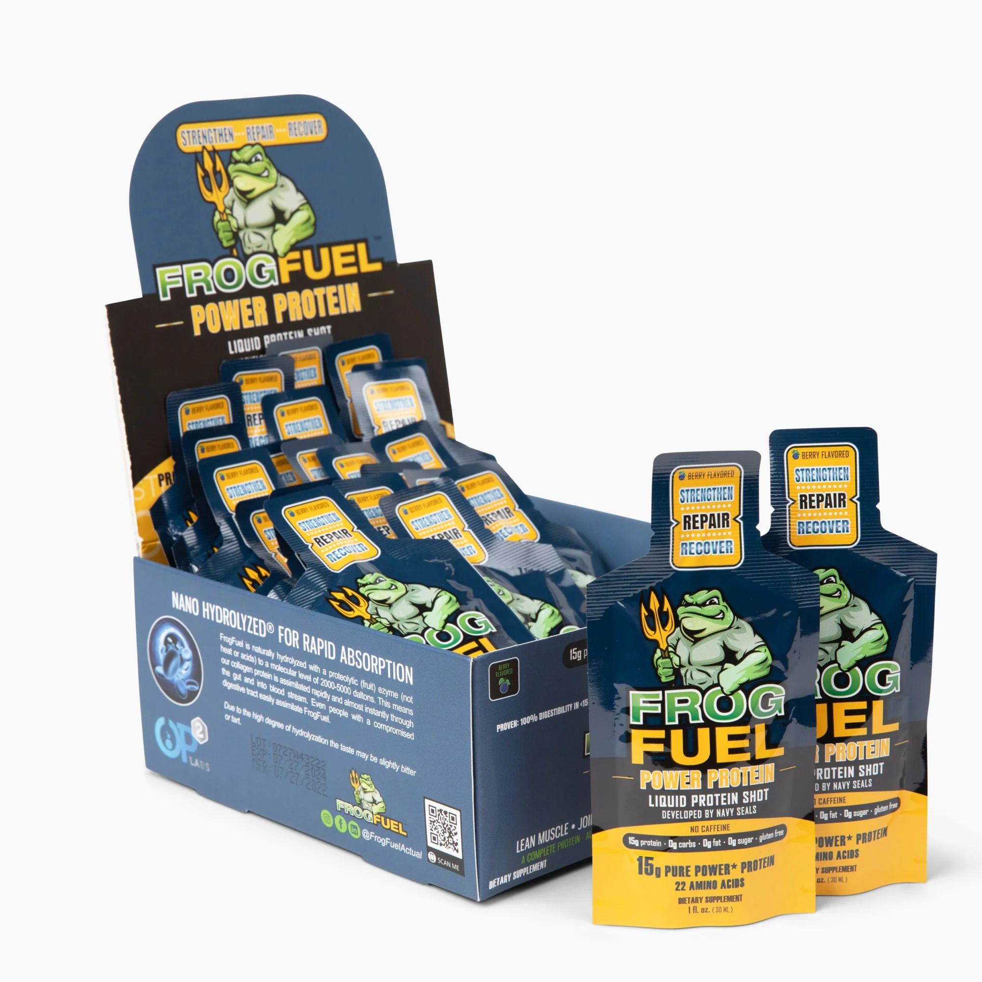 Frog Fuel PRE-WORKOUT Energized Super Fuel Shot – Orange, 6 Pouches, USA Made, Exp 08/2026+