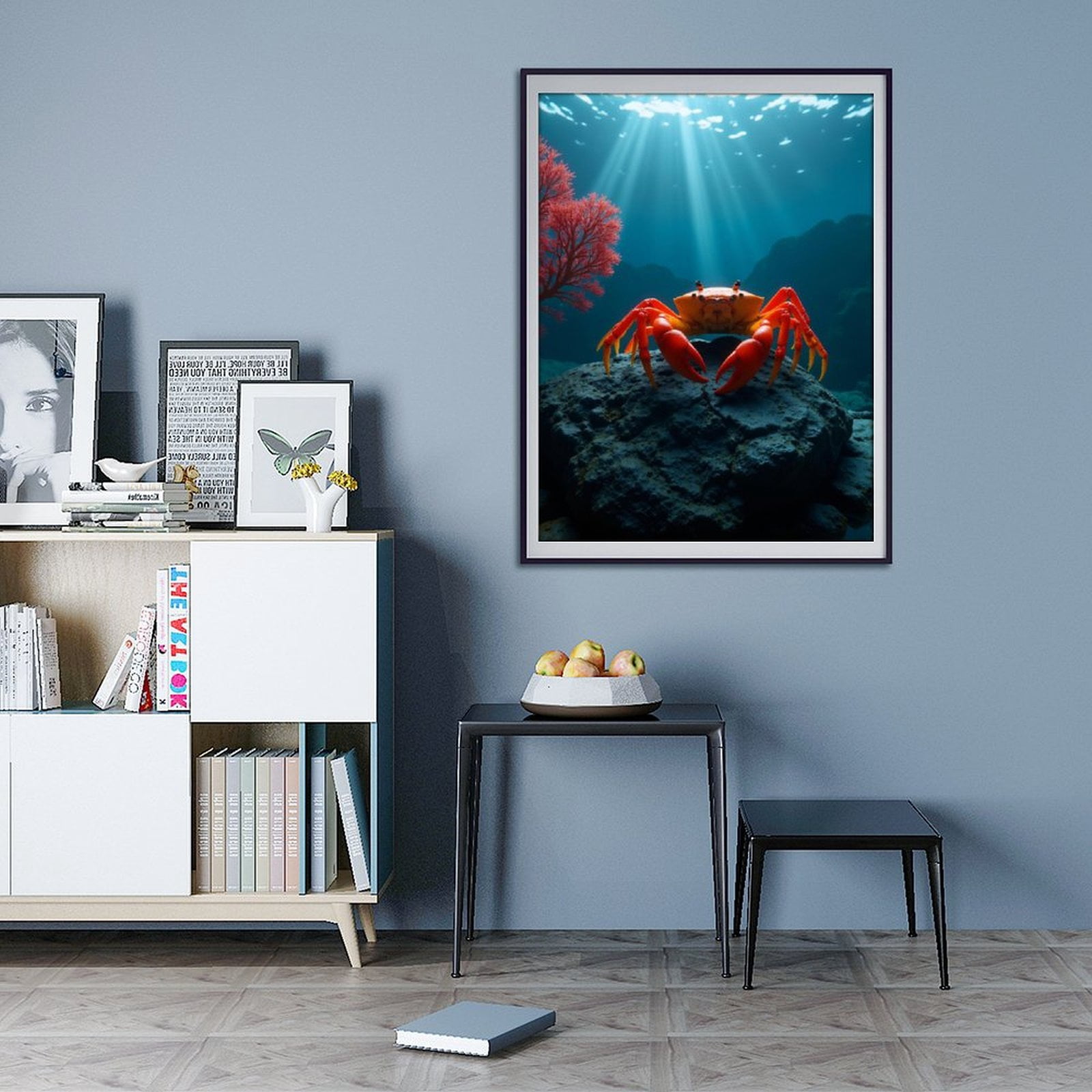 Diamond Art Kit for Adults, Crab On Rock Ocean Scene Diamond Painting for Adults Beginners, 5D DIY Diamond Art Painting Kits, Colorful Diamond Painting Craft for Home Decor 12x16