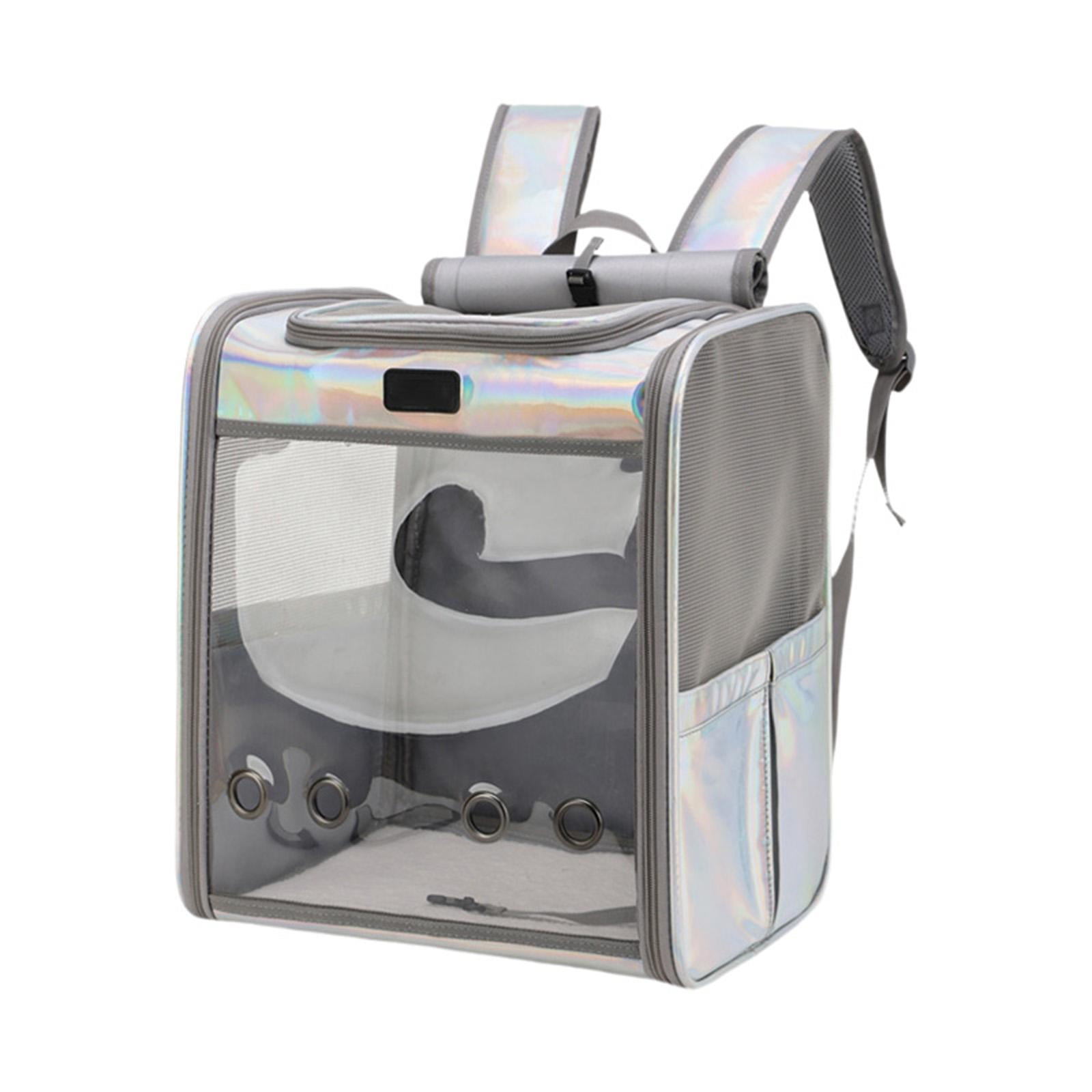 Fzaqwen Portable Cat Carrier Backpack, Travel Bag Adjustable Shoulder Strap Clear Window Colorful