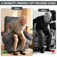 thumbnail image 6 of Segmart Power Lift Recliner Chair for Elderly, Heavy Duty 330lbs Antiskid Classic Fabric Linen Sofa Chair, 3 Motors Ergonomic Lounge Single Sofa with Overstuffed Arms and Remote Control, Grey, 6 of 10
